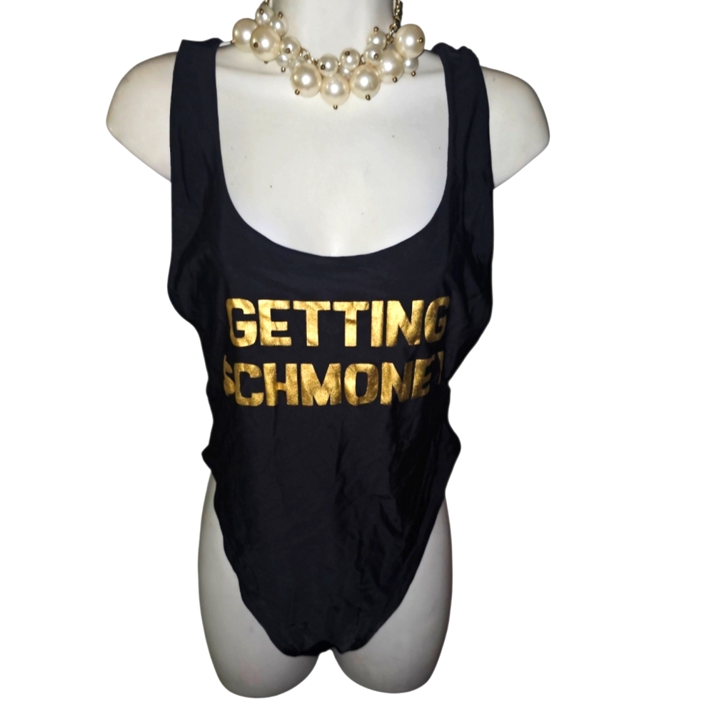 ❤️Aerie Black Sleeveless Fitted Graphic Bodysuit/Bathingsuit